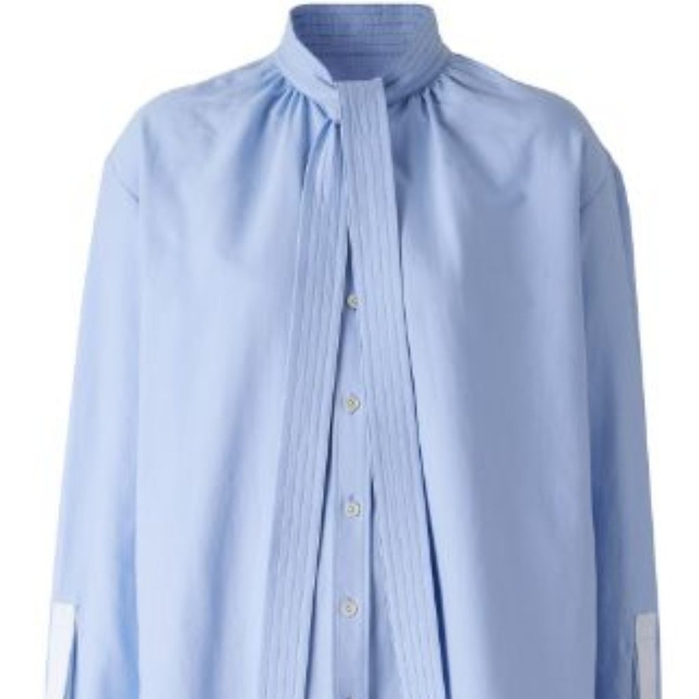 Burberry Band Collar Tie-Neck Shirt - 100% Cotton